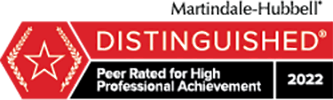 Logo Recognizing Justice Law Firm, LLC's affiliation with Martindale-Hubbell Distinguished
